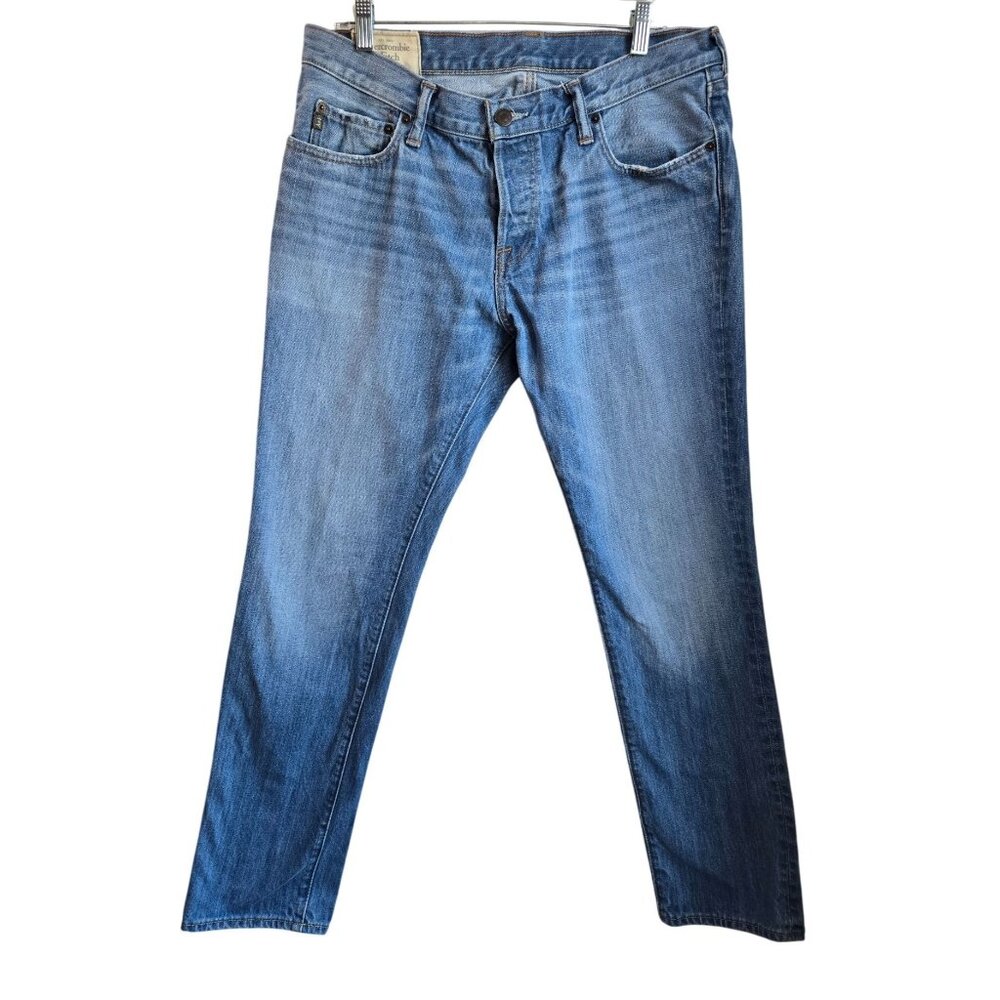 Abercrombie & Fitch Mens 36x32 The A&F Skinny Jeans Light-Wash Denim But… - Picture 1 of 13